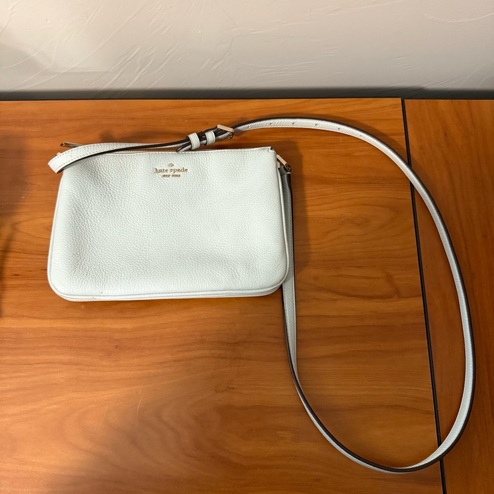 Kate Spade New York Crossbody Bag Purse Small Powder Blue Leather Triple Gusset - Picture 5 of 10